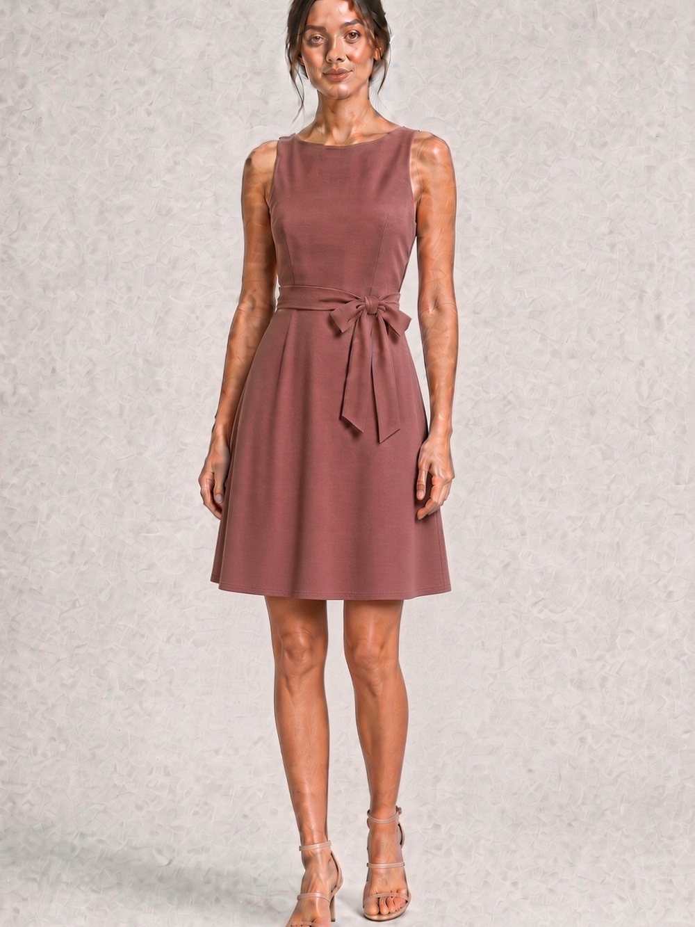 zeagoo Sleeveless Tie-Waist A-Line Mini Dress in Mauve